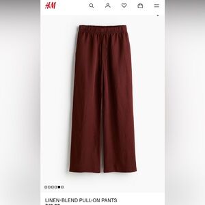 COPY - H&M Wide Leg Linen-Blend Pants - rust red
